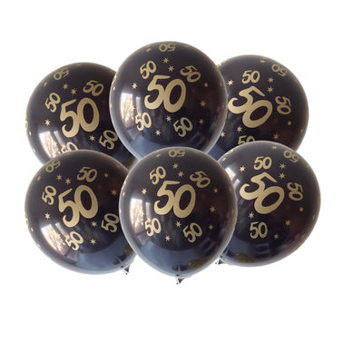 10pcs Gold and Black Birthday Party Latex Balloons