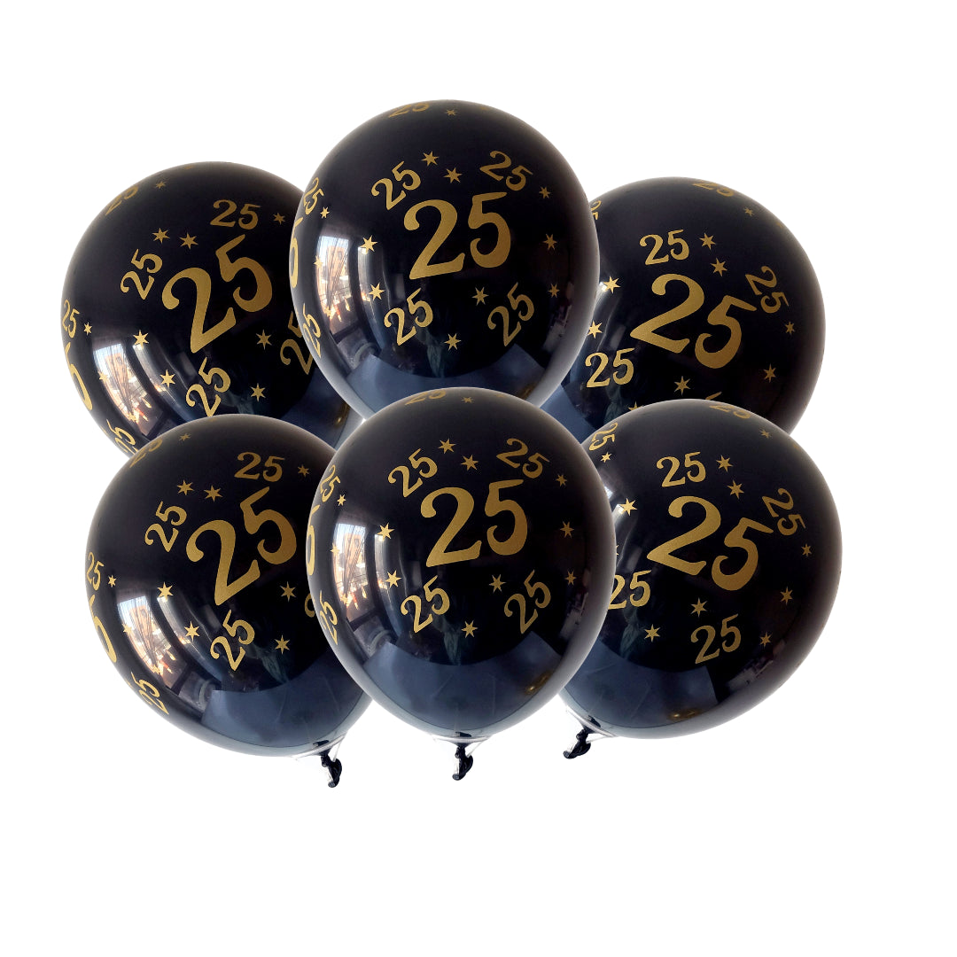 10pcs Gold and Black Birthday Party Latex Balloons