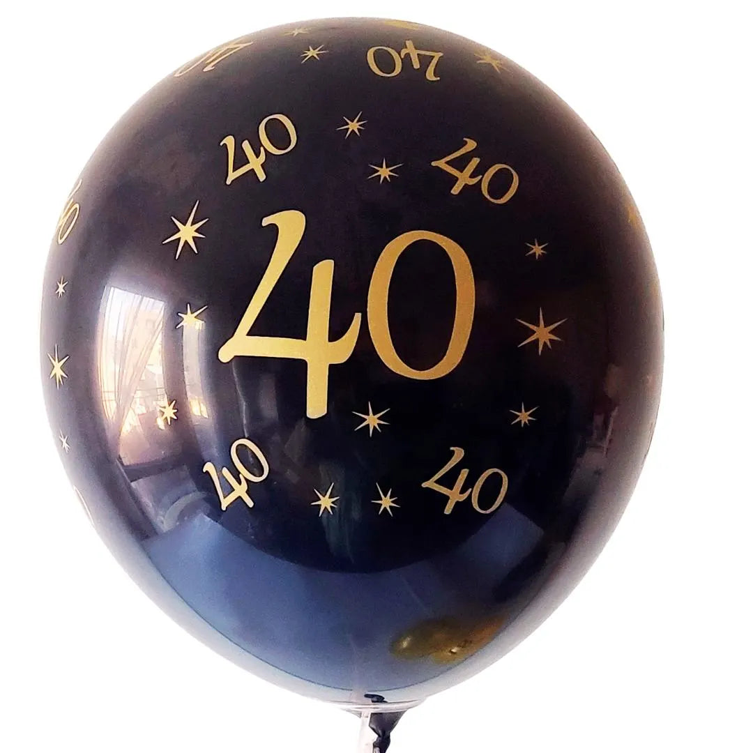 10pcs Gold and Black Birthday Party Latex Balloons