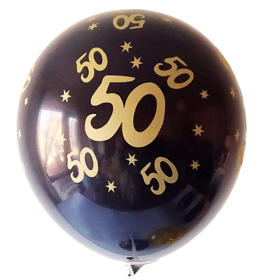 10pcs Gold and Black Birthday Party Latex Balloons