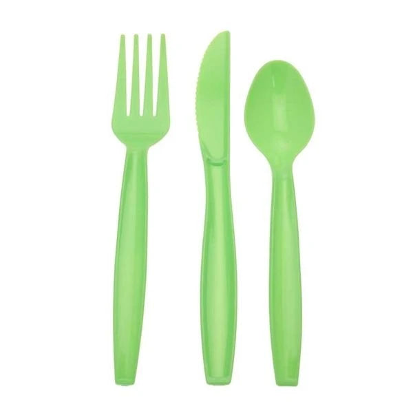 10pcs Green Spoons, Knives, Forks - Partyshakes Forks/Knives/Spoons Tableware