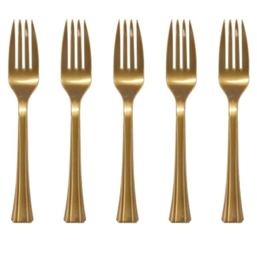 10pcs Premium Gold Spoons, Knives, Forks - Partyshakes Forks Tableware