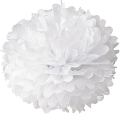 10pcs White and Gold Pom Poms for Birthdays - Partyshakes paper fans
