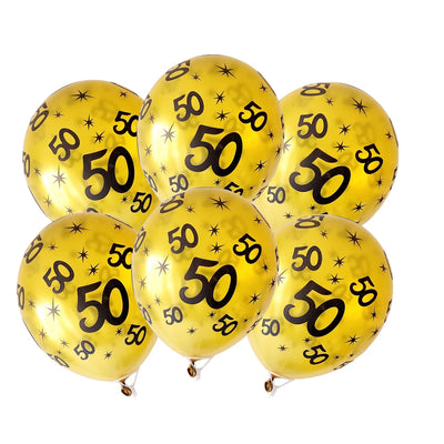 10pcs Gold and Black Birthday Party Latex Balloons