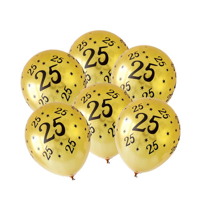 10pcs Gold and Black Birthday Party Latex Balloons