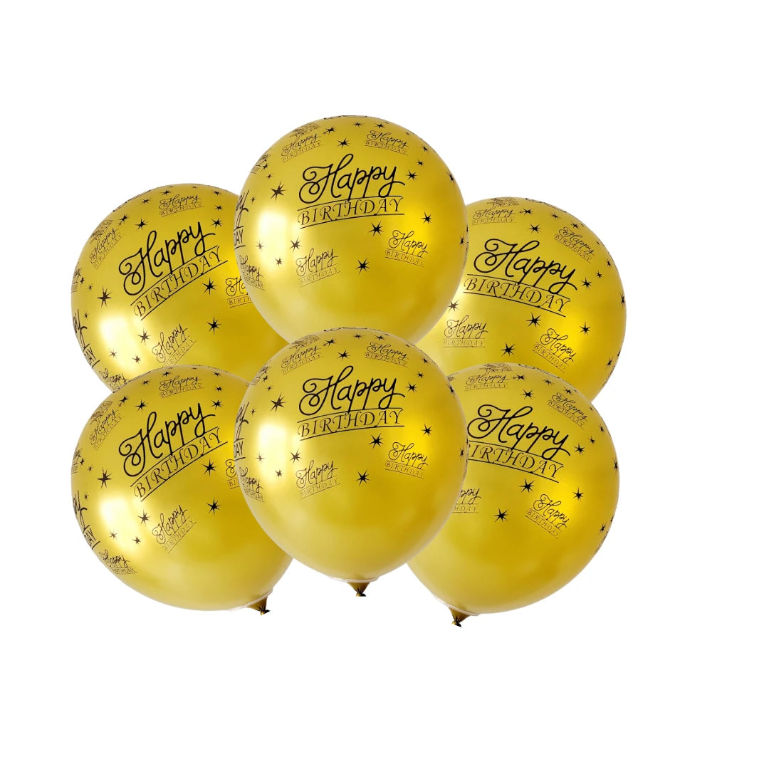 10pcs Gold and Black Birthday Party Latex Balloons