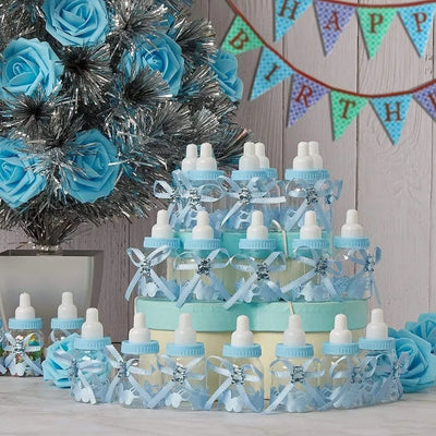 12pcs Blue Baby Shower Fillable Bottles