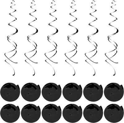 12pcs Black Foil Hanging Swirls Decoration - Partyshakes Party Supplies