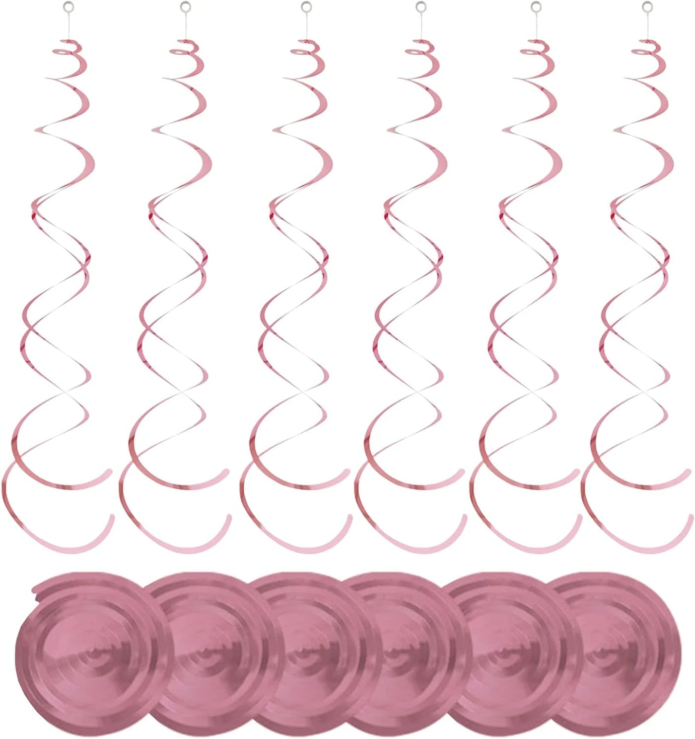 12pcs Pink Foil Hanging Swirls Decoration - Partyshakes Party Supplies
