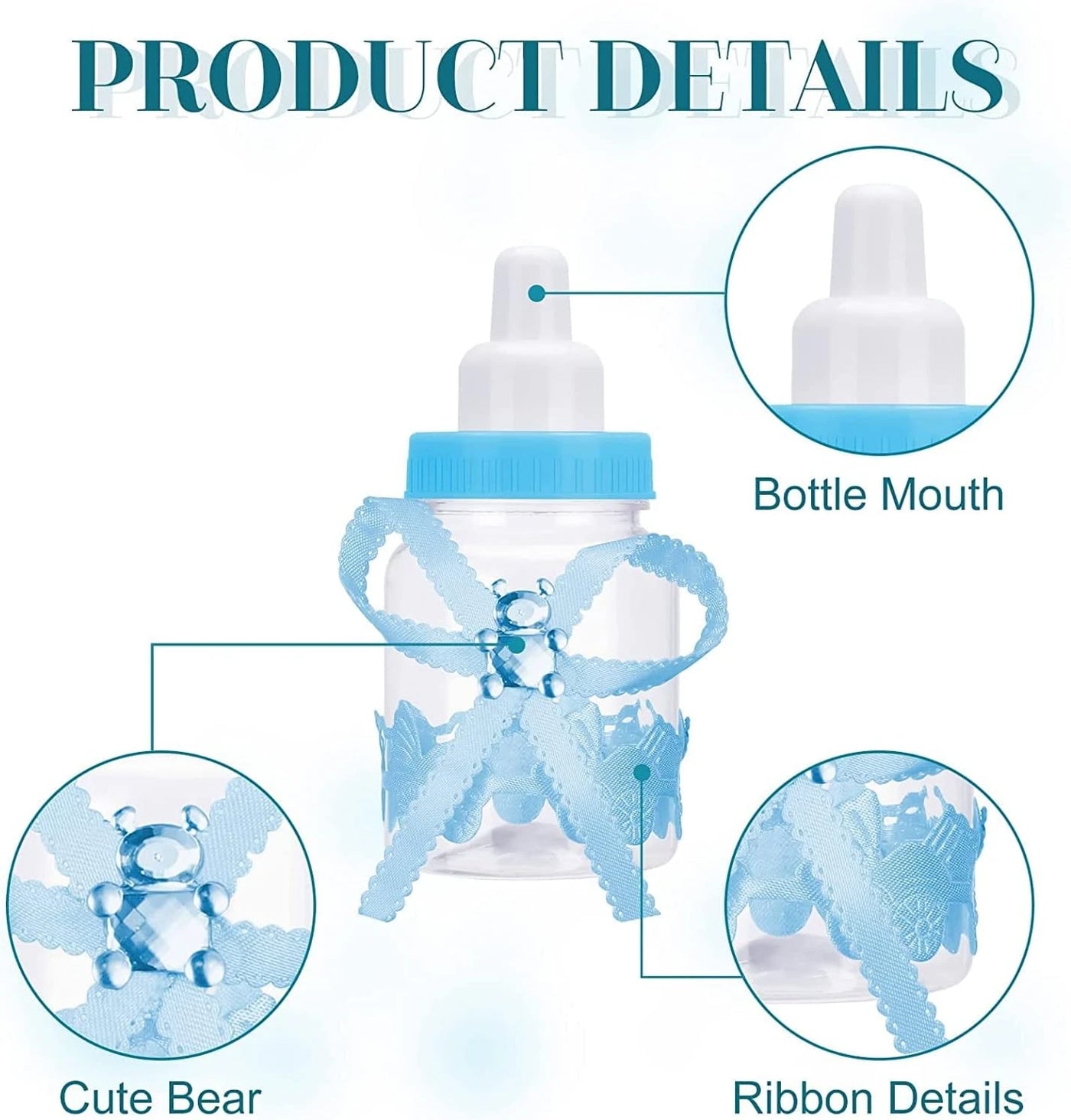 12pcs Pink and Blue Baby Shower Fillable Bottles