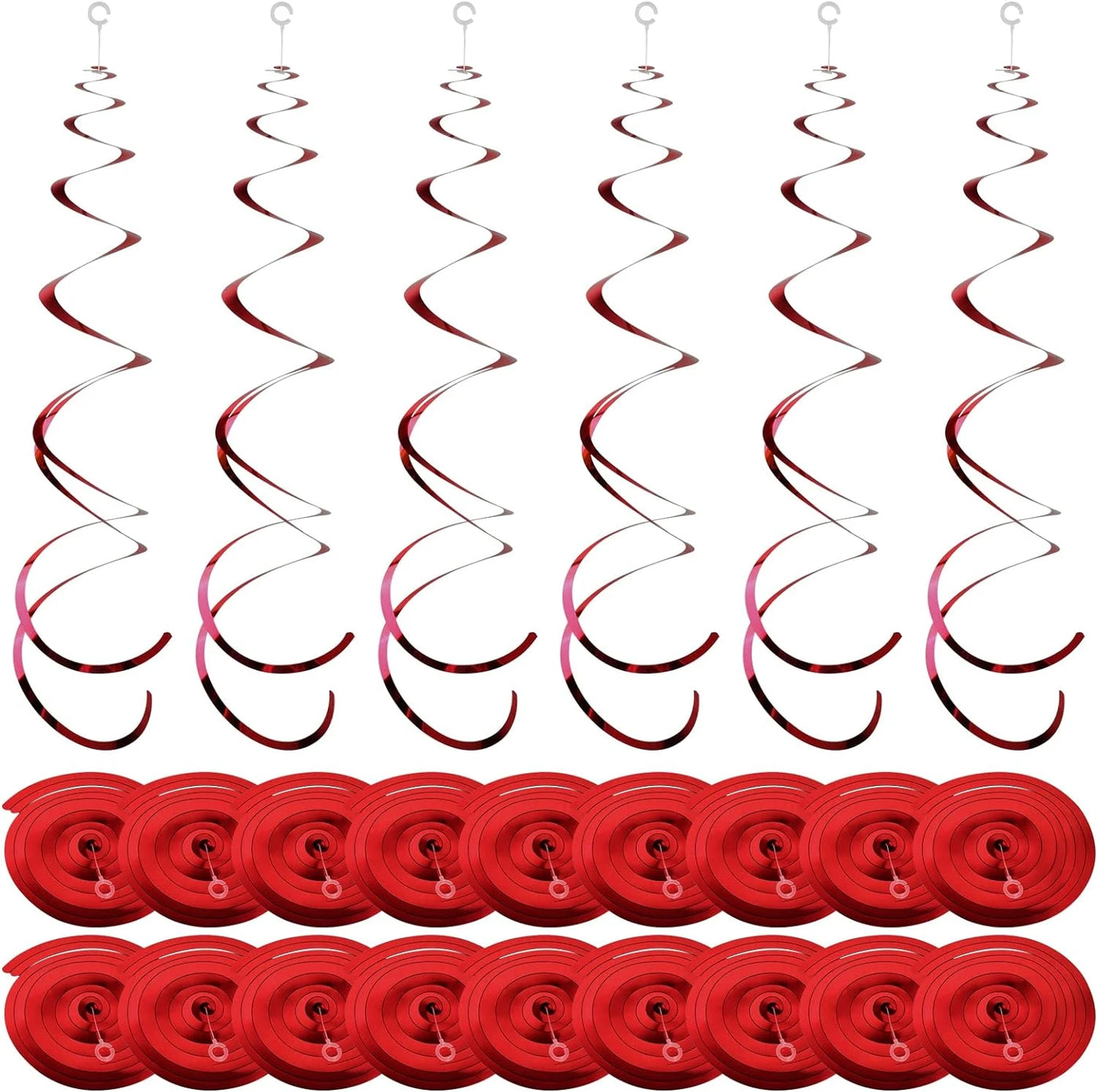 12pcs Red Foil Hanging Swirls Decoration - Partyshakes Party Supplies