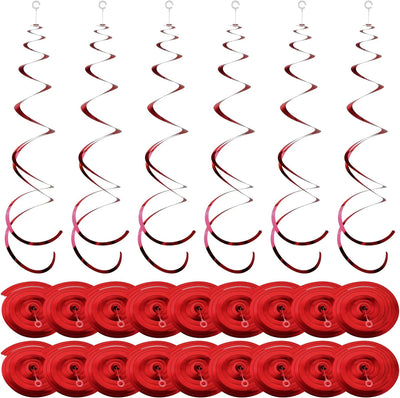 12pcs Red Foil Hanging Swirls Decoration - Partyshakes Party Supplies