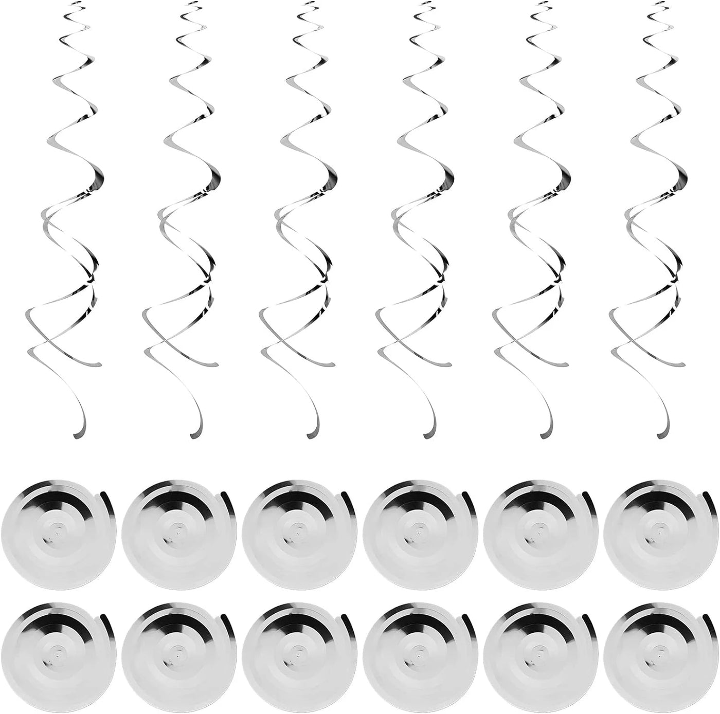 12pcs Silver Foil Hanging Swirls Decoration - Partyshakes Party Supplies