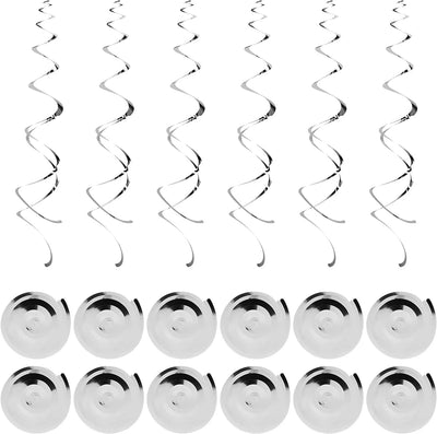 12pcs Silver Foil Hanging Swirls Decoration - Partyshakes Party Supplies