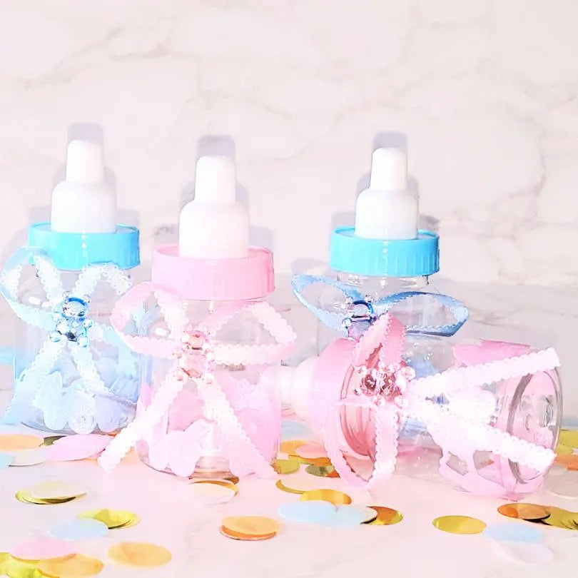 12pcs Pink and Blue Baby Shower Fillable Bottles