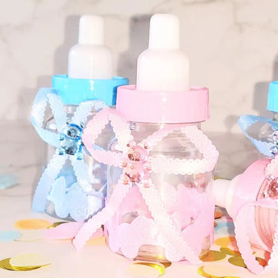 12pcs Pink and Blue Baby Shower Fillable Bottles