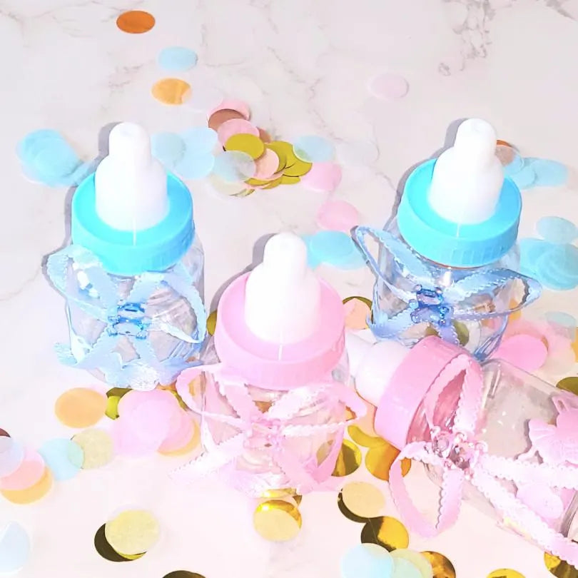 12pcs Pink and Blue Baby Shower Fillable Bottles