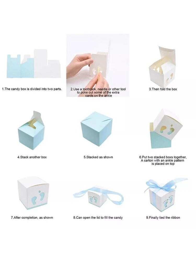 15pcs Blue Baby Shower Favour Gift Boxes - Partyshakes