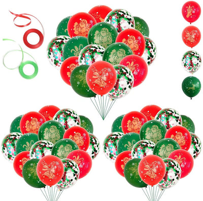10pcs Red and Green Christmas Latex balloons-Santa balloon-Reindeer
