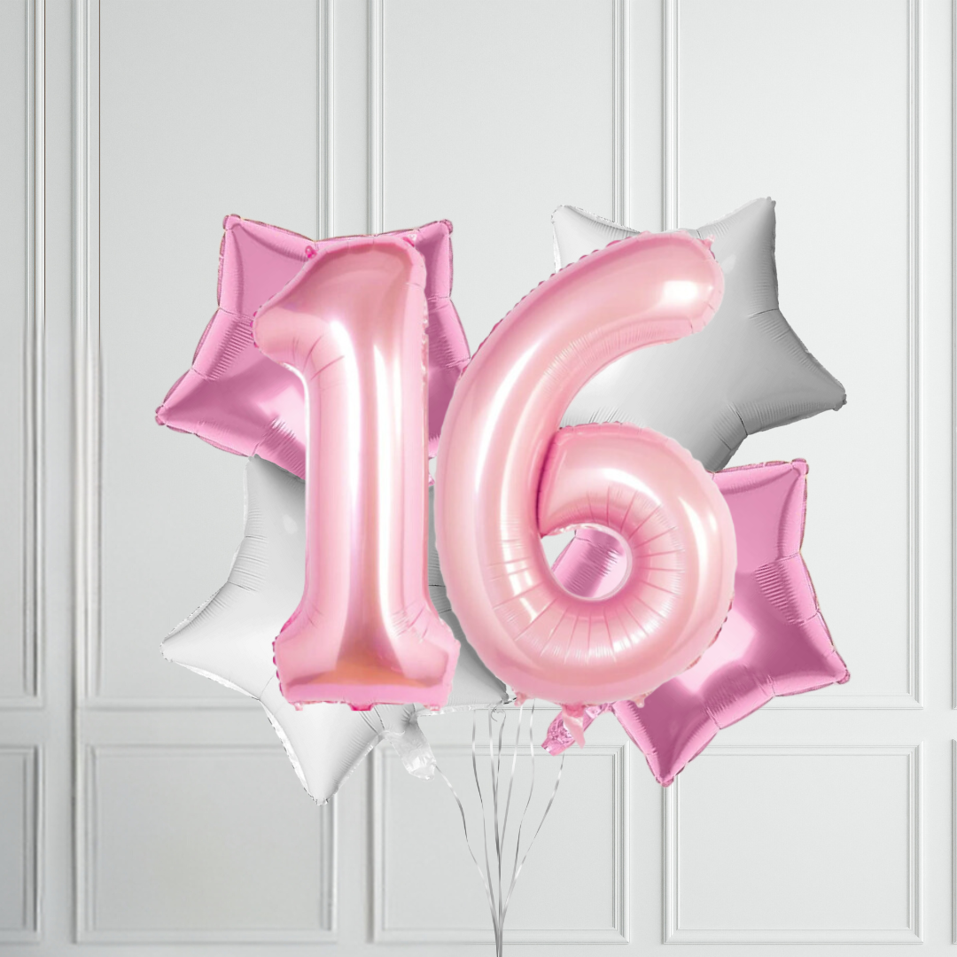 40-inch Pastel Pink Number Foil Birthday Balloon Bundle - Partyshakes balloons