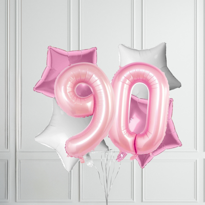 40-inch Pastel Pink Number Foil Birthday Balloon Bundle - Partyshakes 90 balloons