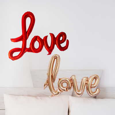 Red or Rose Gold Love Letter Text Balloon