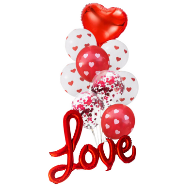 Valentine's Day Red and White Latex and Foil Balloons