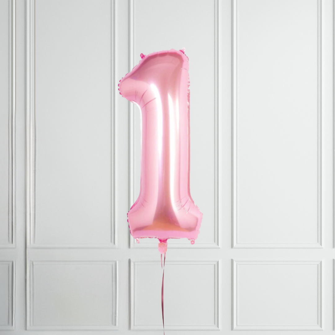 40-inch Pastel Pink Number 1-9 Foil Balloon for Birthdays - Partyshakes 1 balloons