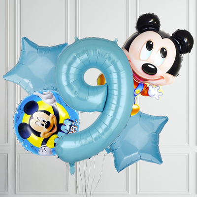 5pcs 40inch Kids Happy Birthday Mickey Mouse Balloon Set - Partyshakes 9 balloons
