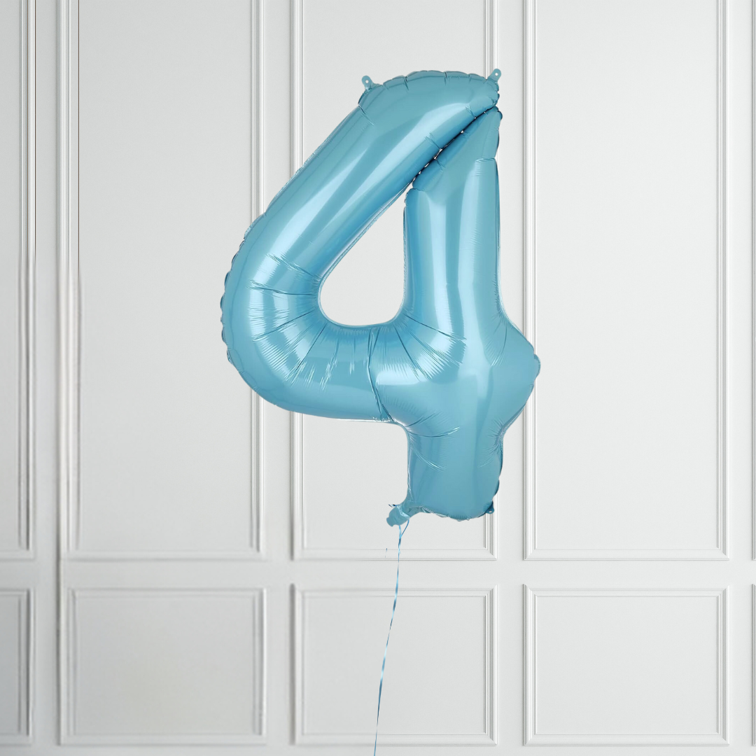 40-inch Pastel Blue Number 1-9 Foil Balloon for Birthdays - Partyshakes 4 balloons