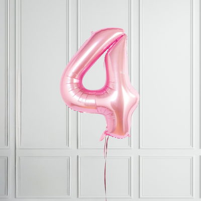 40-inch Pastel Pink Number 1-9 Foil Balloon for Birthdays - Partyshakes 4 balloons