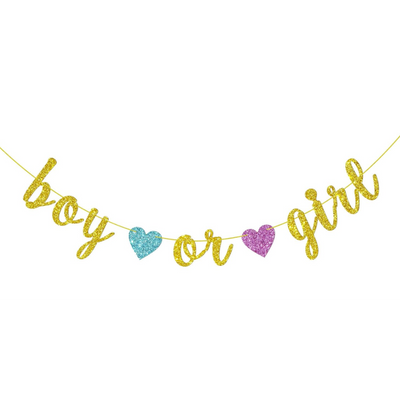 Boy or Girl Gold Glitter Baby Shower Banner
