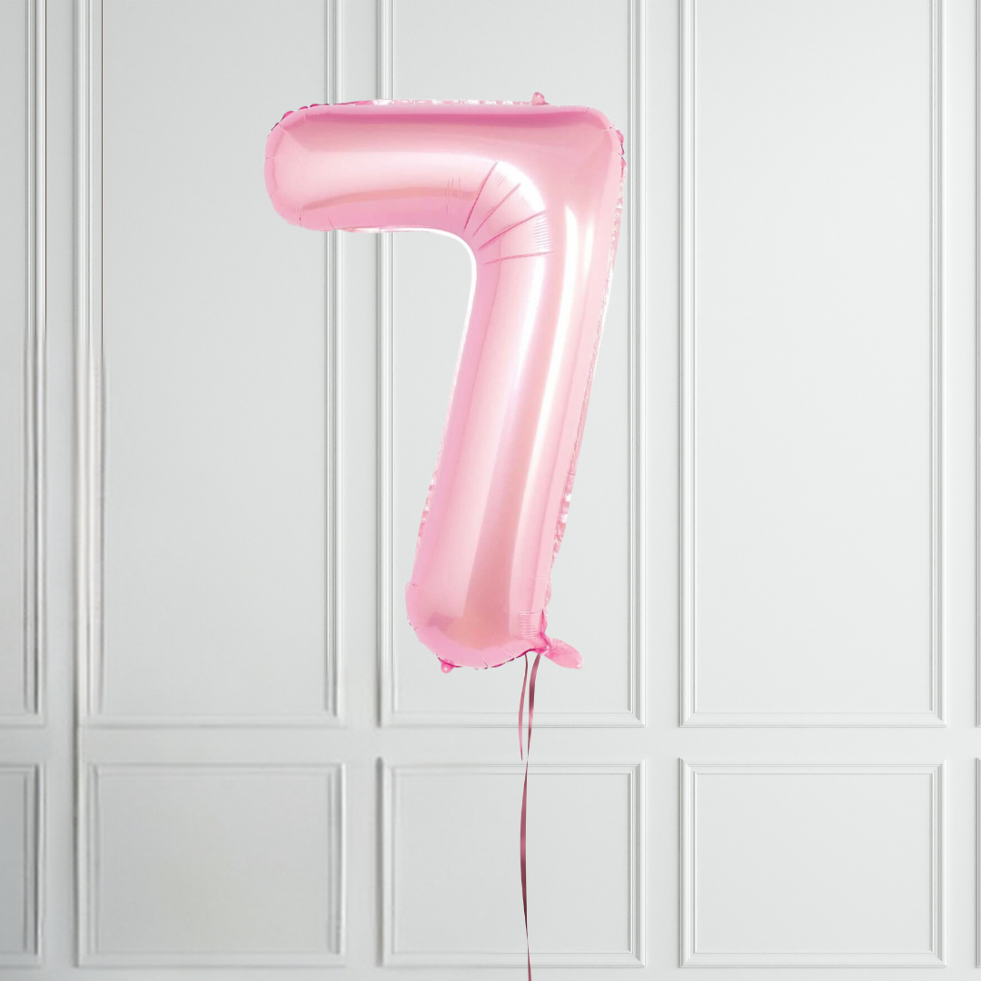 40-inch Pastel Pink Number 1-9 Foil Balloon for Birthdays - Partyshakes 7 balloons