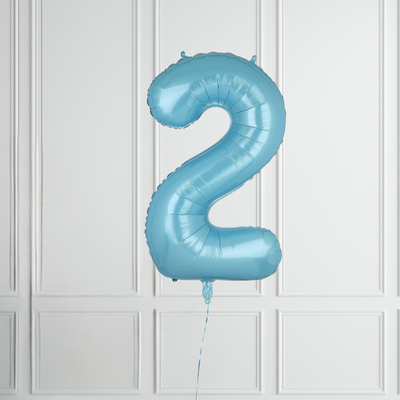 40-inch Pastel Blue Number 1-9 Foil Balloon for Birthdays - Partyshakes 2 balloons