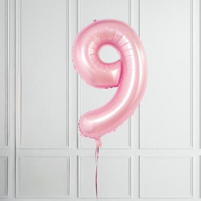 40-inch Pastel Pink Number 1-9 Foil Balloon for Birthdays - Partyshakes 9 balloons