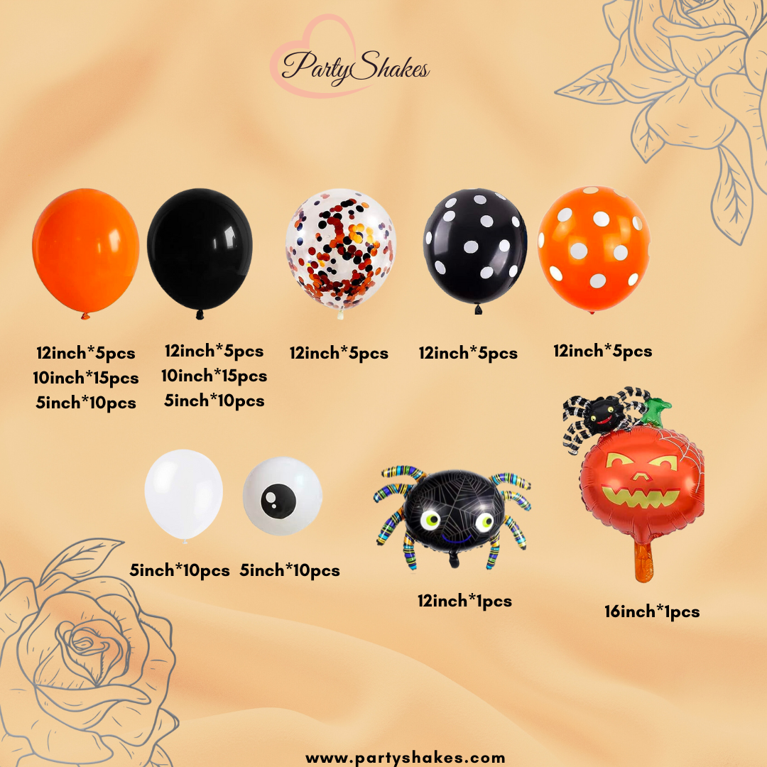 Double-Layered Orange and Black Halloween Balloon Garland - Partyshakes Balloons