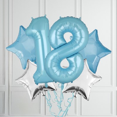 Add a touch of elegance to your event with these 40-inch Pastel Blue 18th Birthday Foil Balloon Bundle. Ideal for birthdays, milestone anniversaries, or teen birthday parties, these balloons serve as perfect themed decorations. Their convenient air/helium inlet valve makes it easy to inflate and retain air/helium for extended periods, allowing you to utilize them in multiple settings. these balloons are sold individually, uninflated.