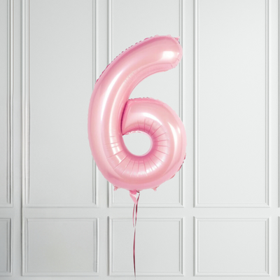 40-inch Pastel Pink Number 1-9 Foil Balloon for Birthdays - Partyshakes 6 balloons