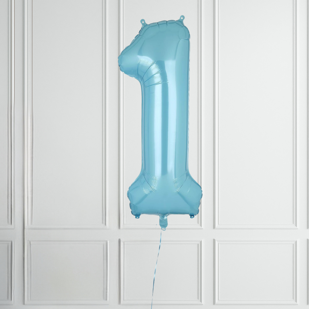 40-inch Pastel Blue Number 1-9 Foil Balloon for Birthdays - Partyshakes 1 balloons