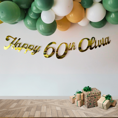 Personalised Happy Birthday Gold Banner