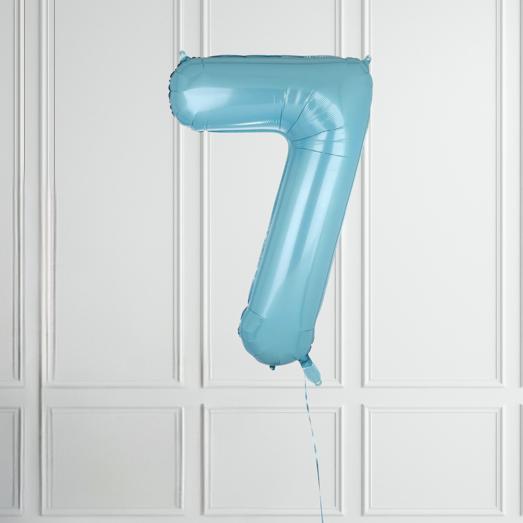 40-inch Pastel Blue Number 1-9 Foil Balloon for Birthdays - Partyshakes 7 balloons