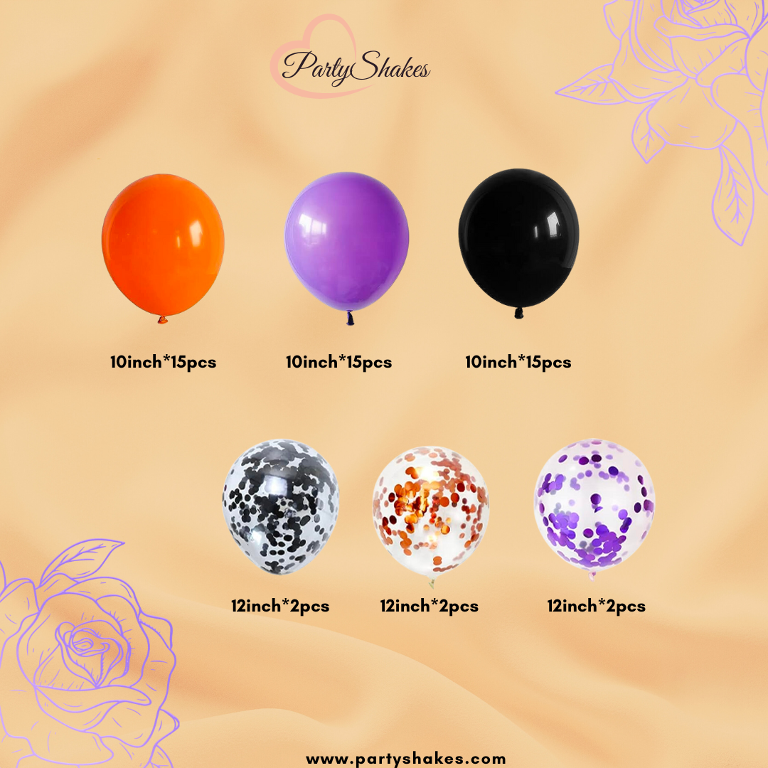Double Layered Black and Purple Halloween Balloon Garland - Partyshakes Balloons