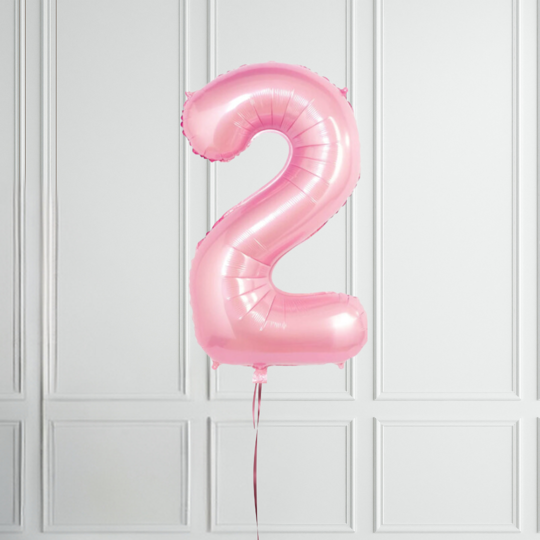 40-inch Pastel Pink Number 1-9 Foil Balloon for Birthdays - Partyshakes 2 balloons