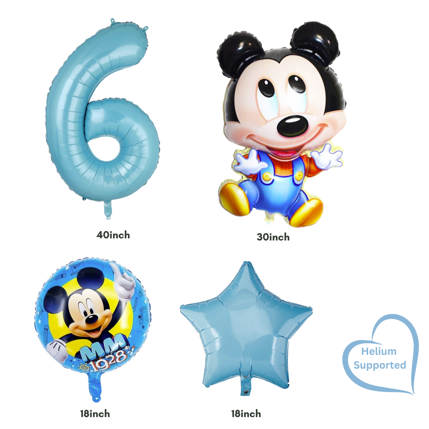 5pcs 40inch Kids Happy Birthday Mickey Mouse Balloon Set