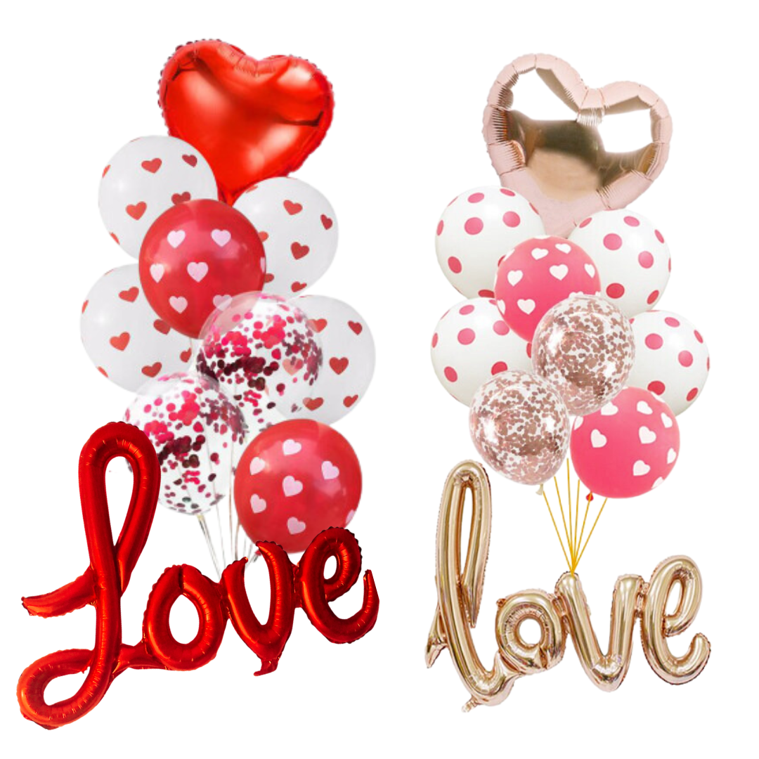 Valentine's Day Red and White Latex and Foil Balloons - Partyshakes Both Sets balloons