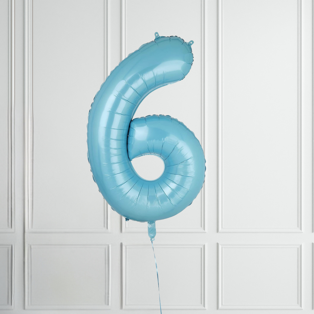 40-inch Pastel Blue Number 1-9 Foil Balloon for Birthdays - Partyshakes 6 balloons