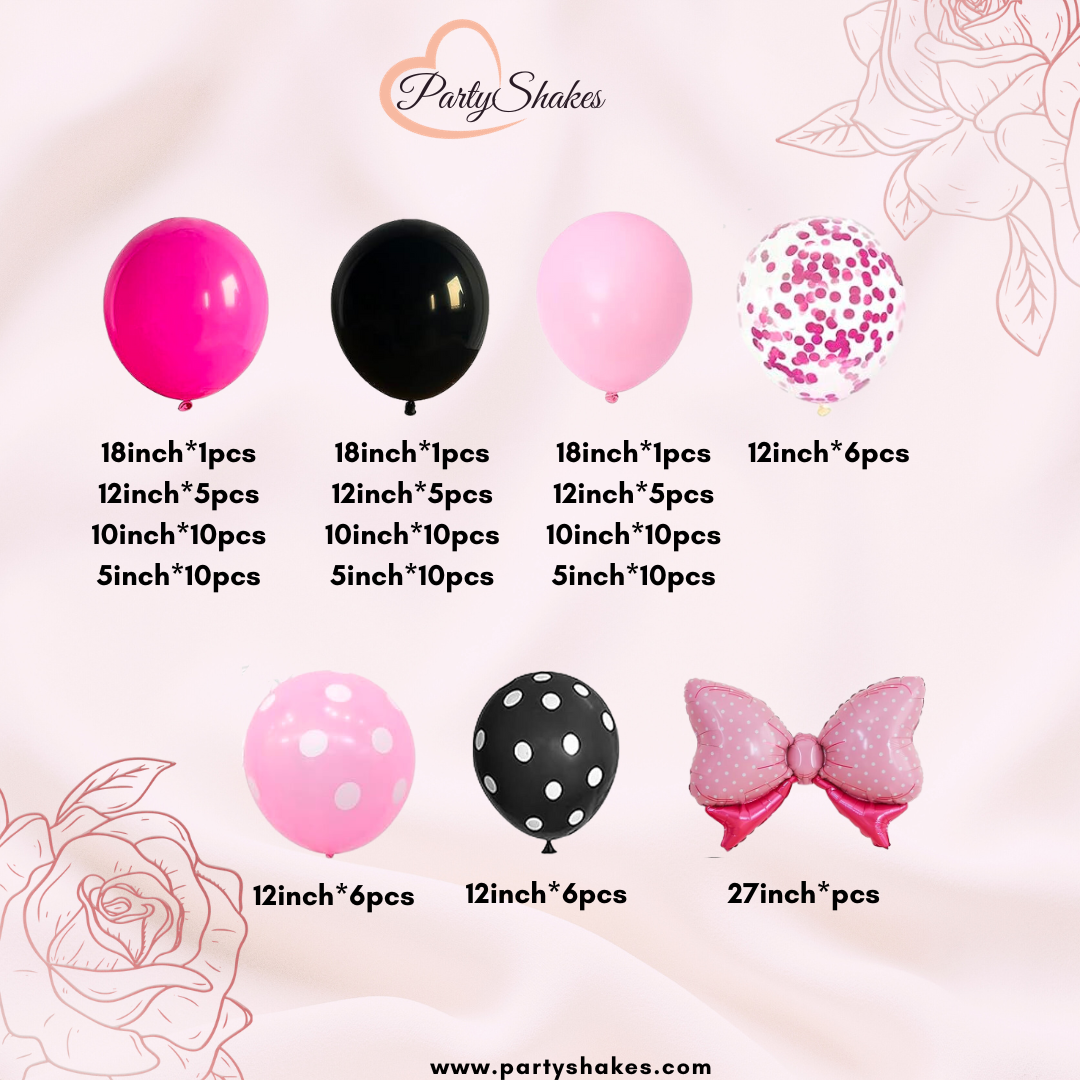 Double Layered Rose Pink and Black Balloon Garland - Partyshakes Balloons
