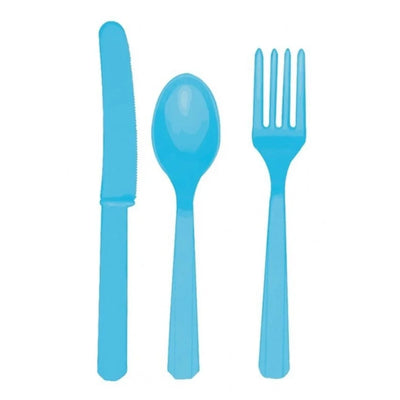 20 Turquoise Reusable Party Knives, Forks and Spoons - Partyshakes Spoons/Knives/Forks Tableware
