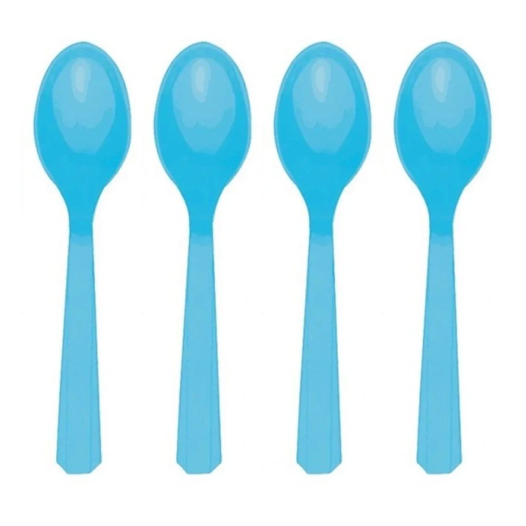 20 Turquoise Reusable Party Knives, Forks and Spoons - Partyshakes Spoons Tableware