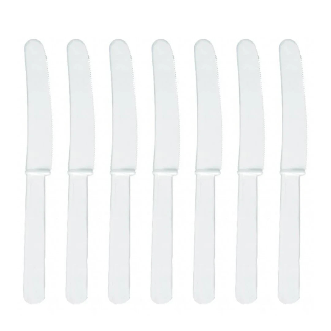 20 White Reusable Party Knives, Forks and Spoons - Partyshakes Knives Tableware